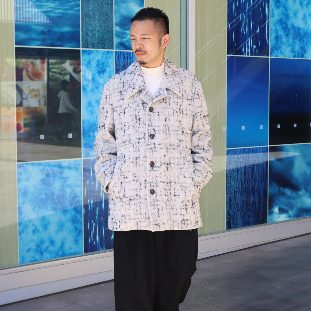 SPLASHED TWEED HALF COAT