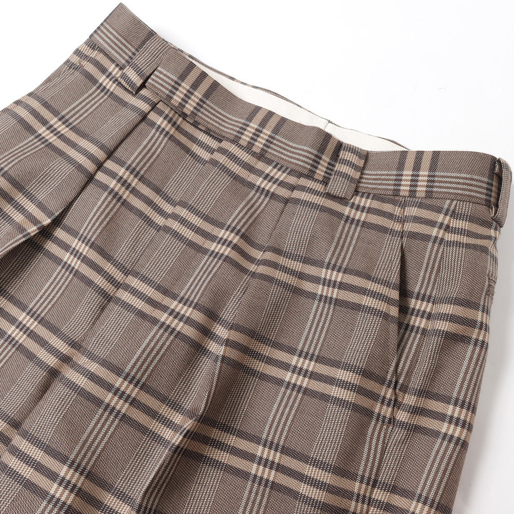 VINTAGE BROWN CHECK TAILORING 1-TUCK BAGGY SLACKS