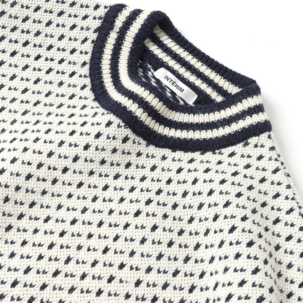 80s ALPACA BIRDS EYE HEAVY CREW SWEATER