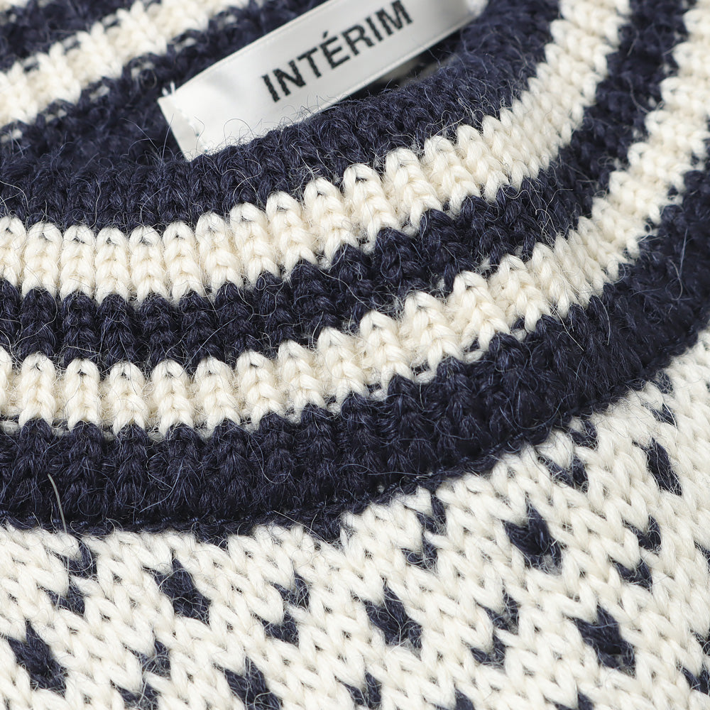 80s ALPACA BIRDS EYE HEAVY CREW SWEATER