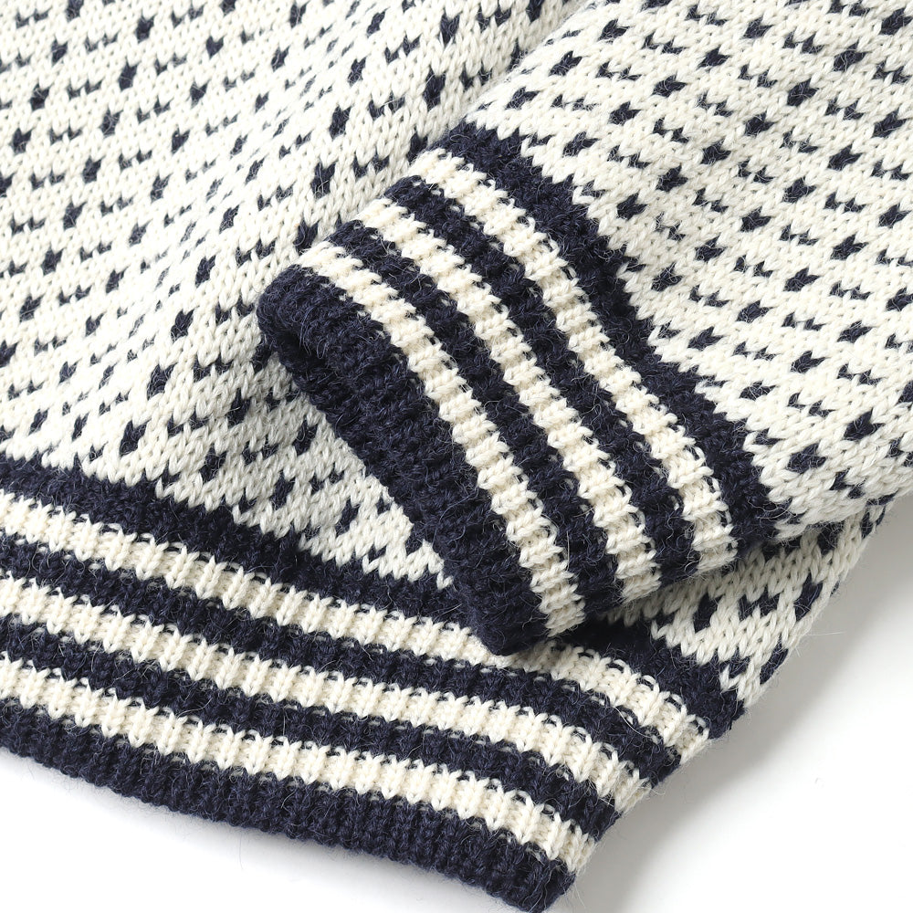 80s ALPACA BIRDS EYE HEAVY CREW SWEATER