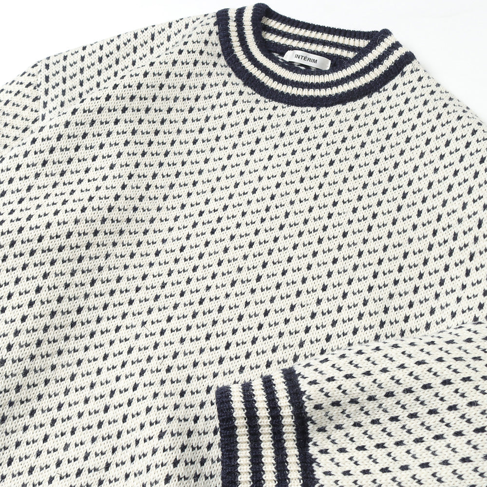 80s ALPACA BIRDS EYE HEAVY CREW SWEATER