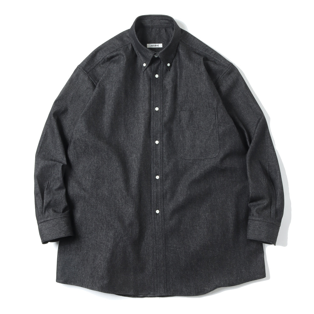 90s FIT UK  BLACK DENIM BUTTON DOWN SHIRT