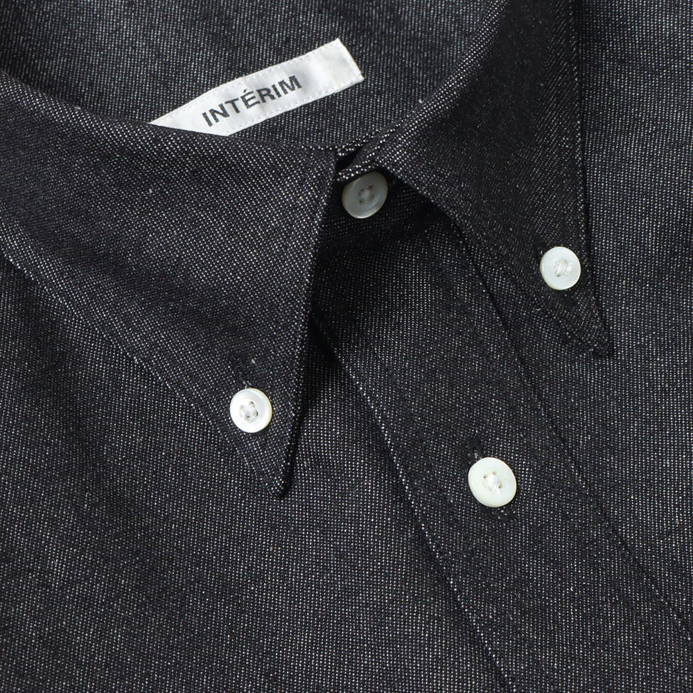 90s FIT UK  BLACK DENIM BUTTON DOWN SHIRT