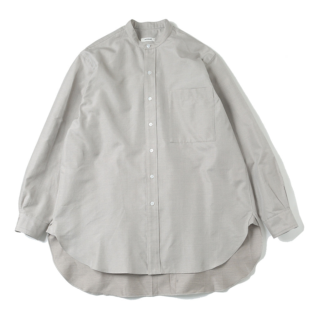 HYPER BIG COTTON SILK LATTICE STAND COLLAR SHIRT