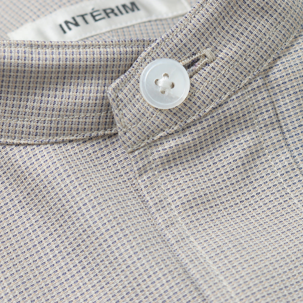 HYPER BIG COTTON SILK LATTICE STAND COLLAR SHIRT