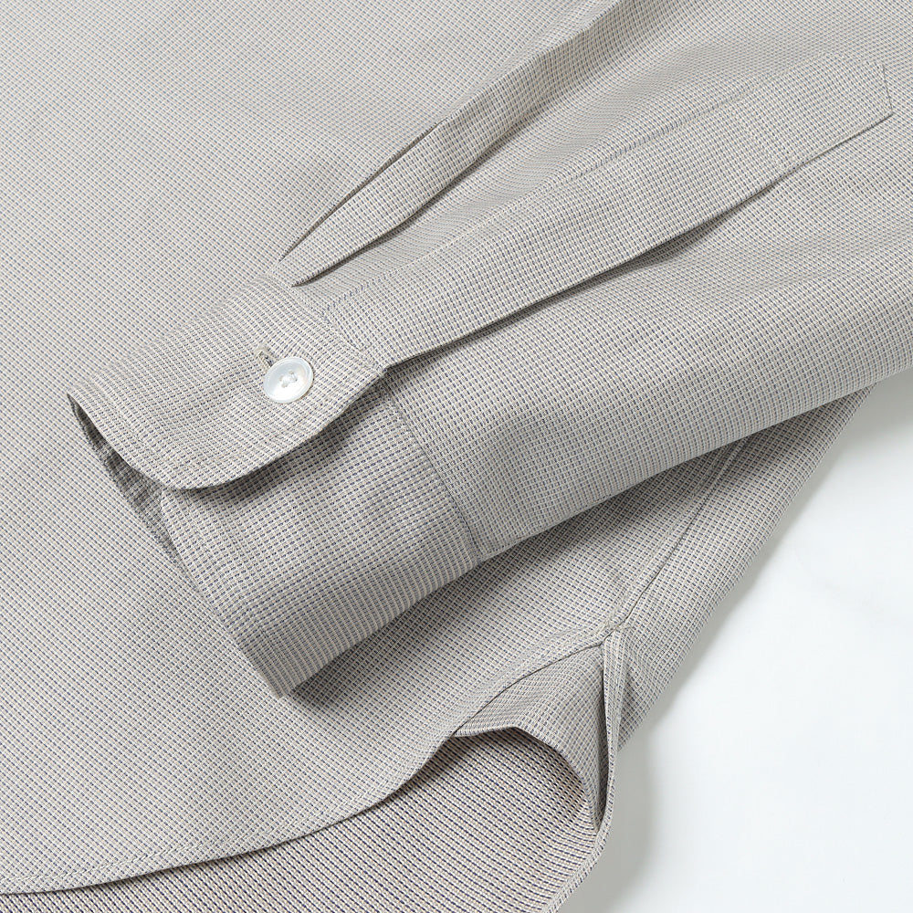 HYPER BIG COTTON SILK LATTICE STAND COLLAR SHIRT