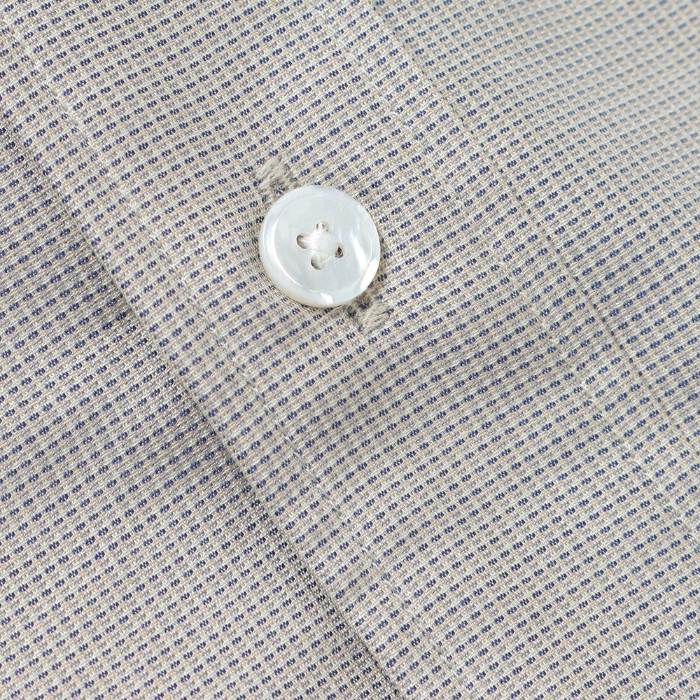 HYPER BIG COTTON SILK LATTICE STAND COLLAR SHIRT