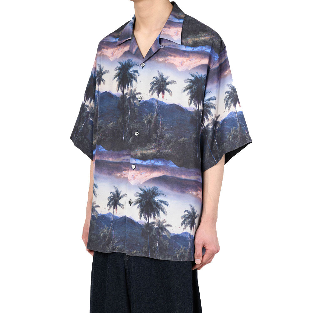 RAYON ETTE S/S OPEN COLLAR SHIRT INKJET (PALMTREE)