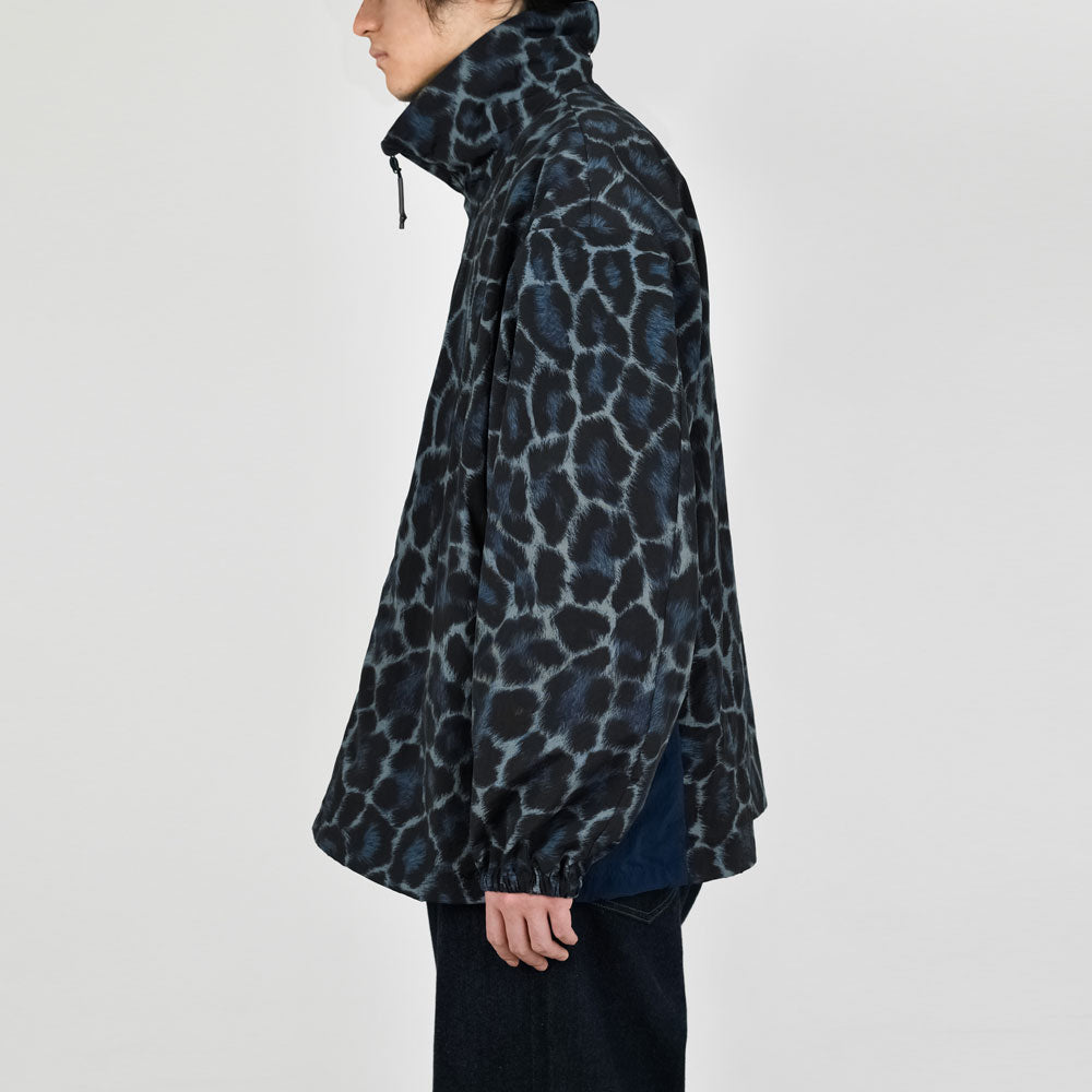STAND COLLAR BLOUSON NYLON WASHER INKJET LEOPARD