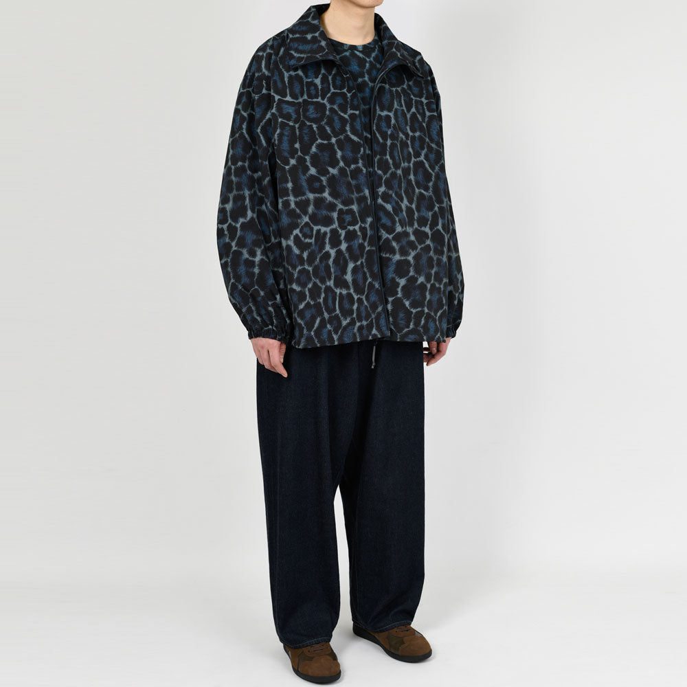 STAND COLLAR BLOUSON NYLON WASHER INKJET LEOPARD