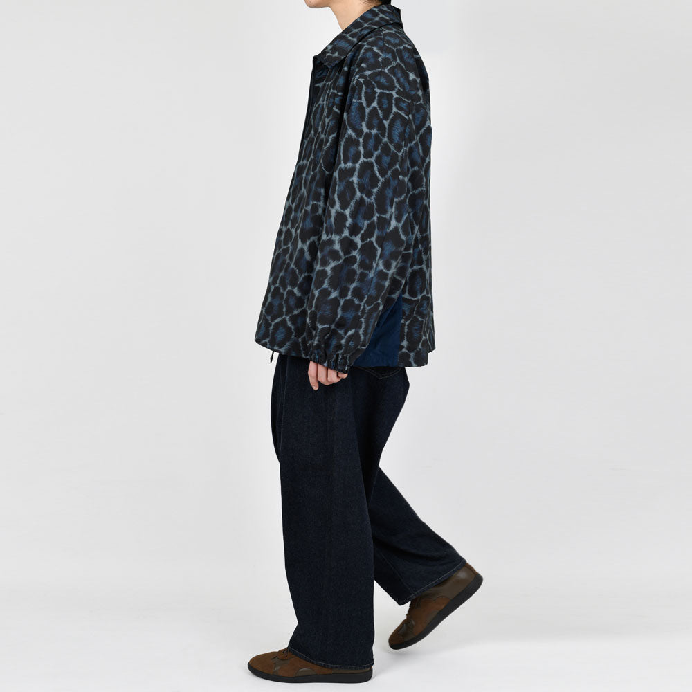 STAND COLLAR BLOUSON NYLON WASHER INKJET LEOPARD