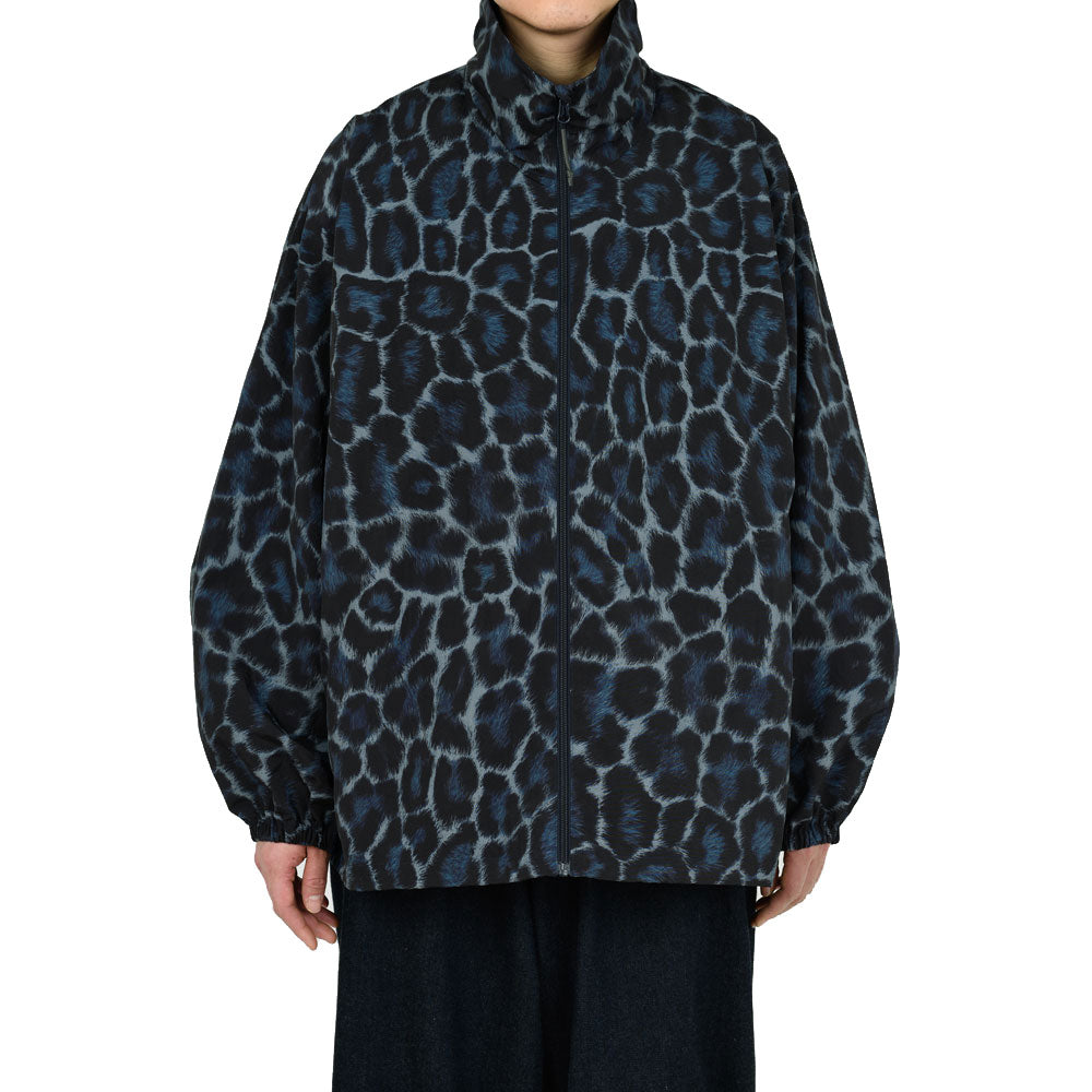 STAND COLLAR BLOUSON NYLON WASHER INKJET LEOPARD