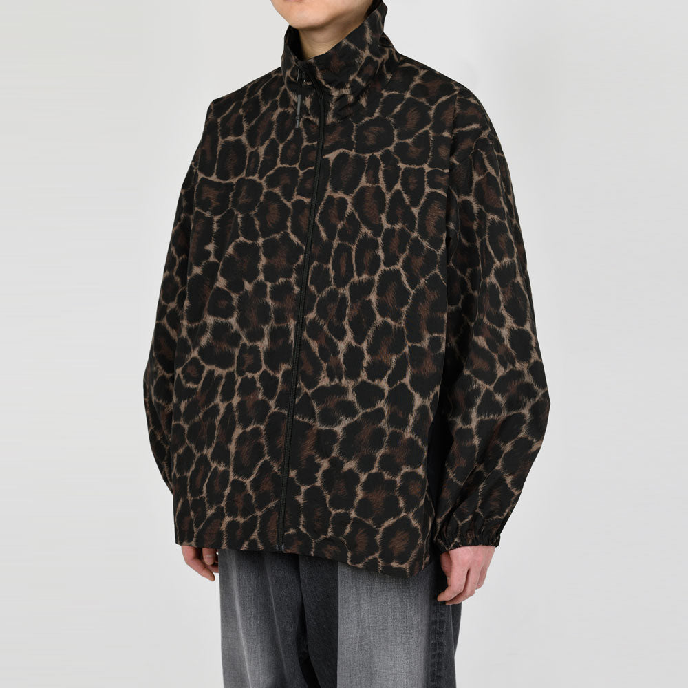 STAND COLLAR BLOUSON NYLON WASHER INKJET LEOPARD