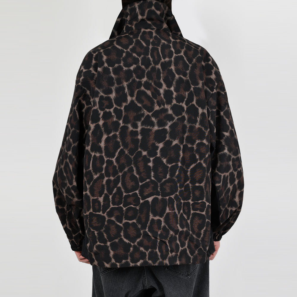 STAND COLLAR BLOUSON NYLON WASHER INKJET LEOPARD