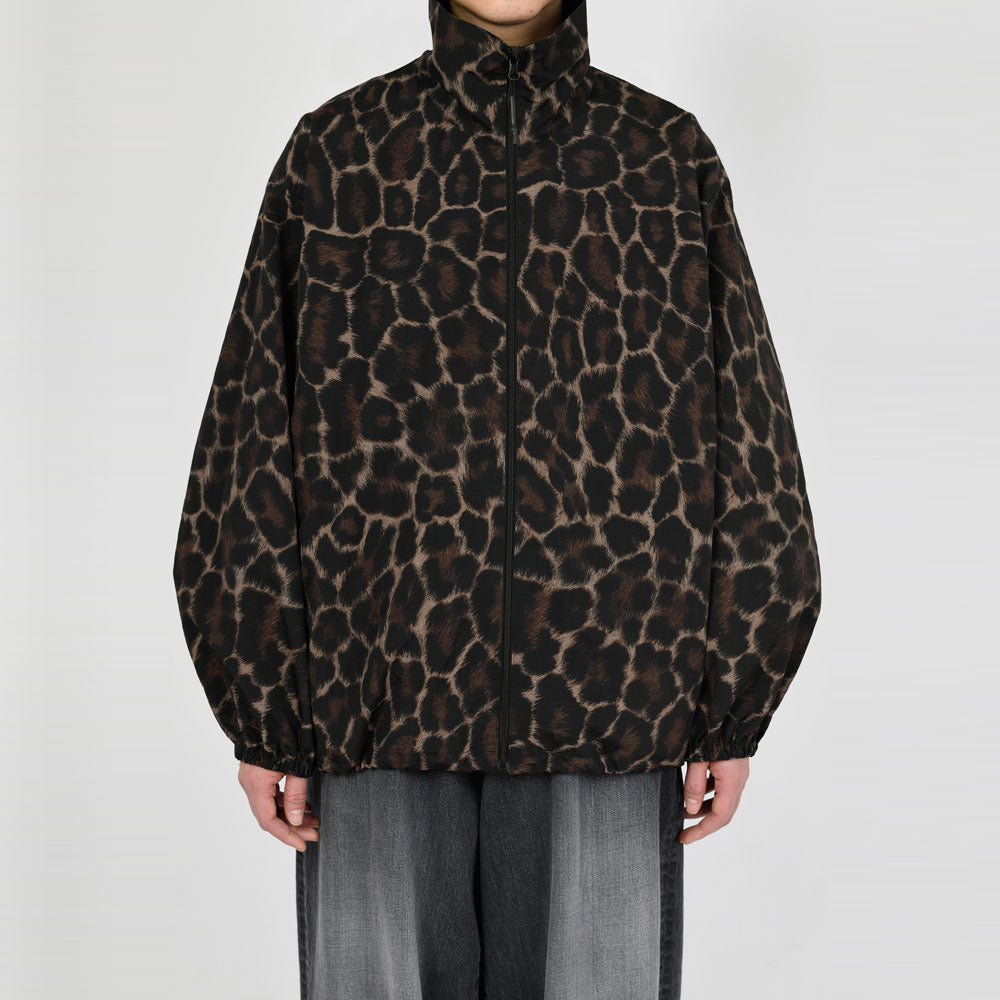 STAND COLLAR BLOUSON NYLON WASHER INKJET LEOPARD