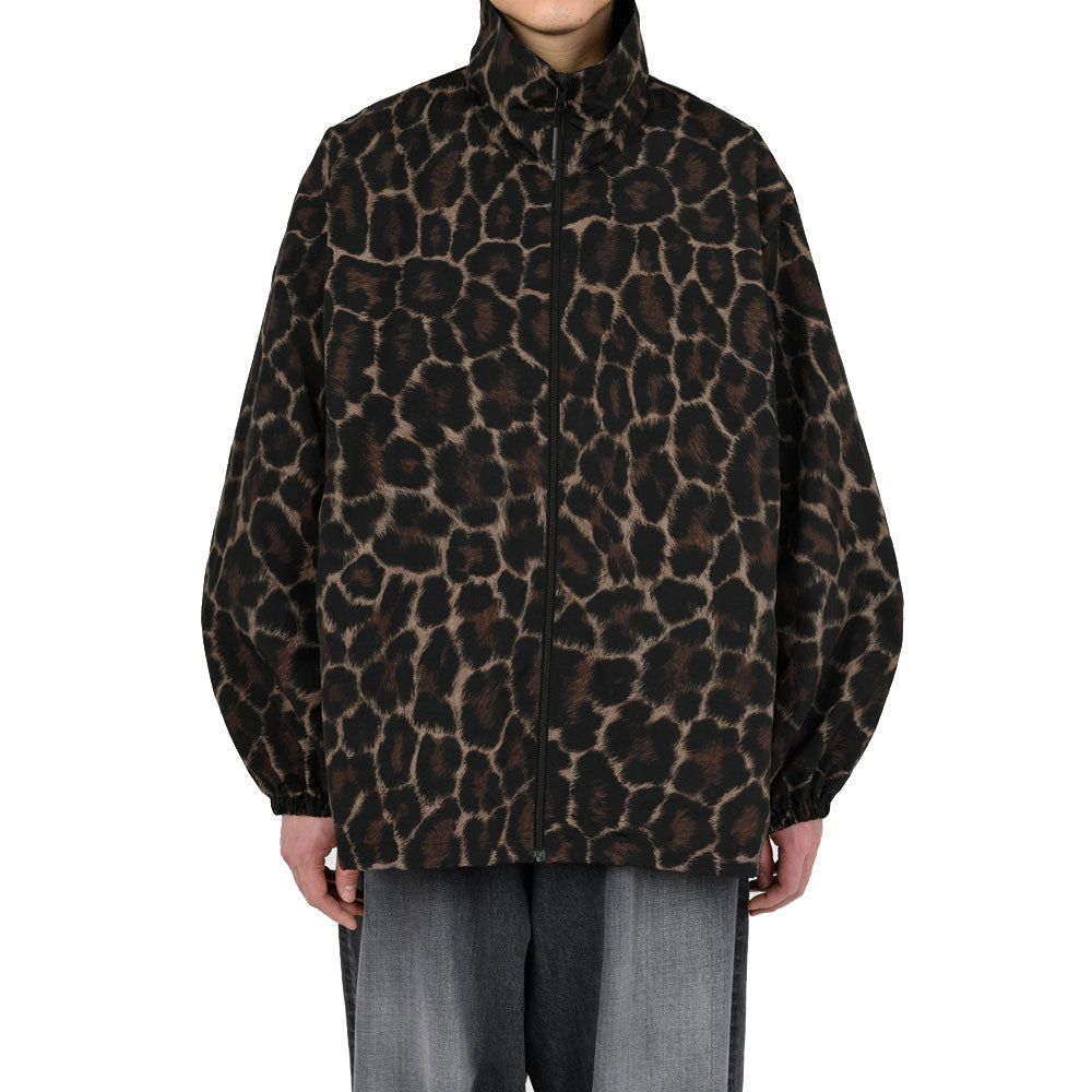 STAND COLLAR BLOUSON NYLON WASHER INKJET LEOPARD