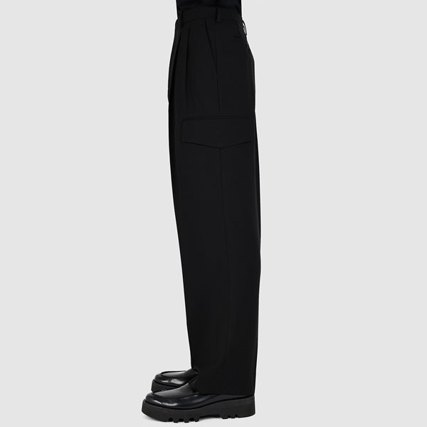 WOOL GABARDINE 2TUCK CARGO SLACKS