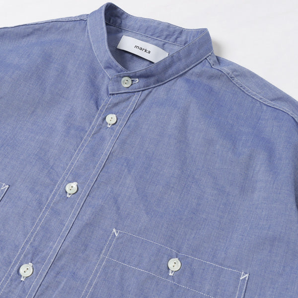 marka - BAND COLLAR WORK SHIRT ORGANIC COTTON POPLIN