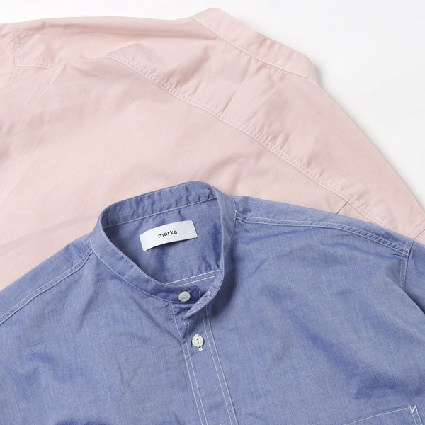 marka - BAND COLLAR WORK SHIRT ORGANIC COTTON POPLIN