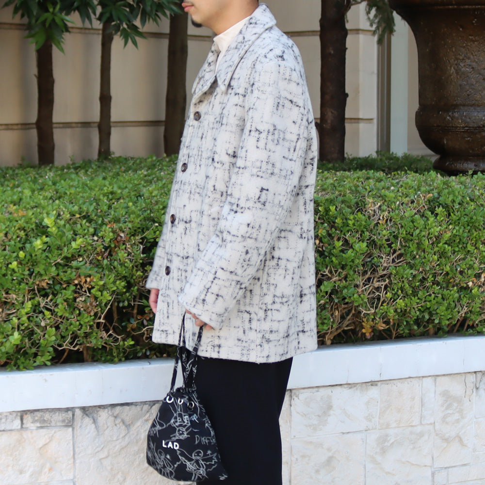 SPLASHED TWEED HALF COAT