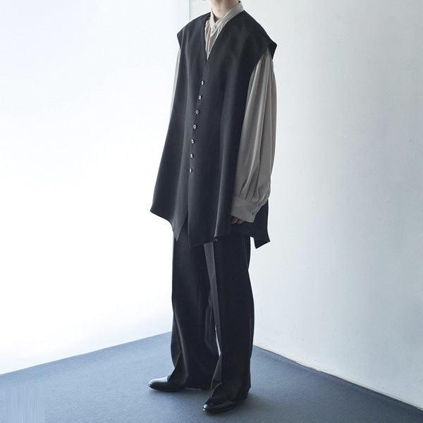 WOOL GABARDINE LONG VEST