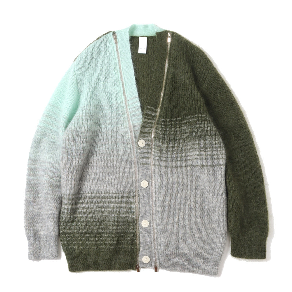 WO/NY MOHAIR GRADATION ZIP CARDIGAN