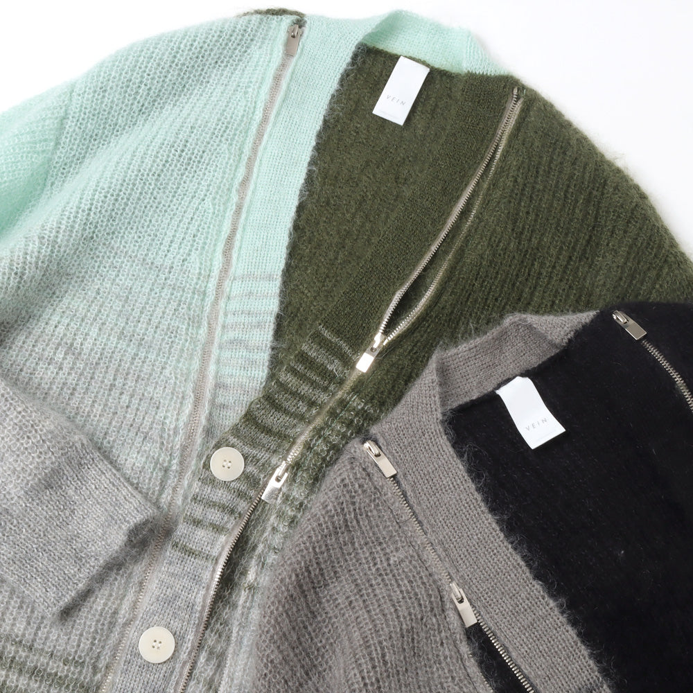 WO/NY MOHAIR GRADATION ZIP CARDIGAN